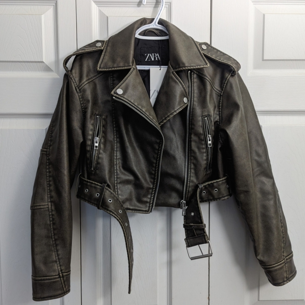 NWT ZARA Leather Jacket Size XS